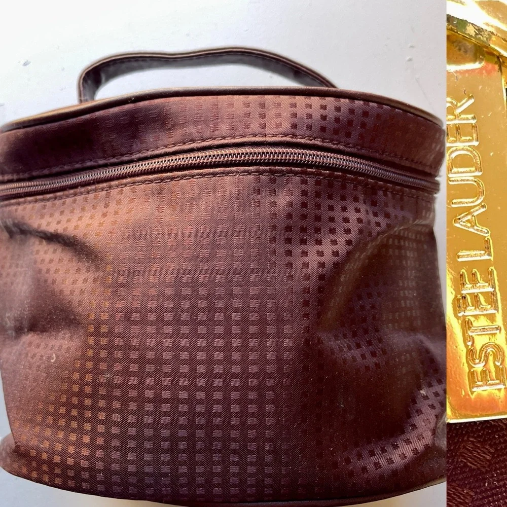 ESTEE LAUDER Burgundy Vinyl Cosmetics Travel TRAIN CASE